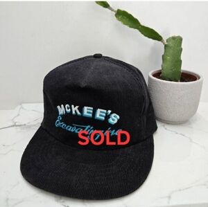 vintage 90s | black corduroy made in USA snapback baseball hat | unisex